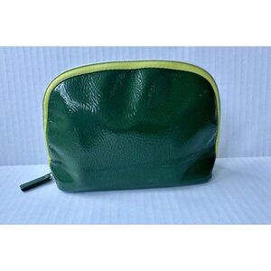 La Mer green zip top makeup bag / travel case